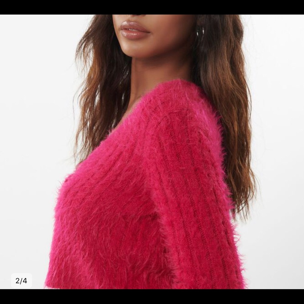 sold🚫 Fuzzy tie cardigan - Picture 3 of 4